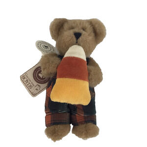 Boyds Pauly Punkley Bear Plush Overalls Candy Corn 6" Stuffed Animal #919637 Tag